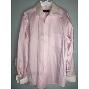 Donald J Trump Signature Collection Pink Dress Shirt White French Cuff 16 34/35